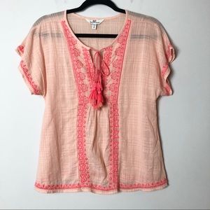 Peach Embroidered Women's Blouse